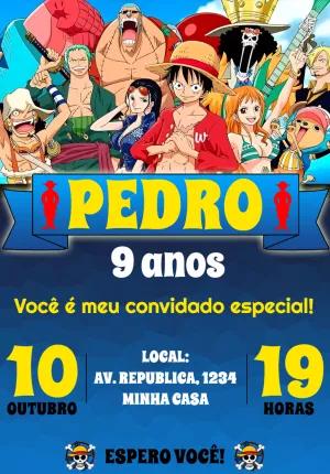 Convite de Aniversário One Piece com a Tripulação para Editar