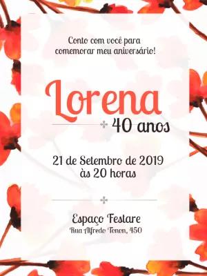 Convite de Aniversário Floral Laranja para Editar Online