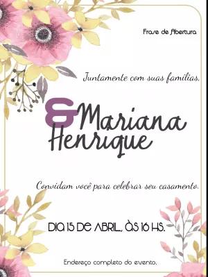 Convite de Casamento Floral Aquarela para Editar Online