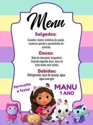 Menu de Aniversário A Casa Mágica da Gabby para Editar Online