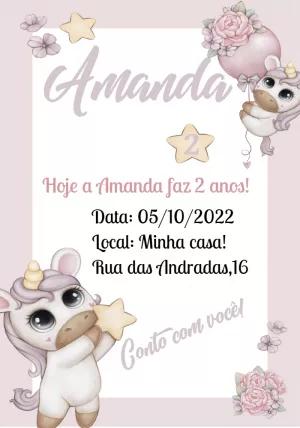 Convite de Aniversário Unicórnio Baby Fofo para Editar Online