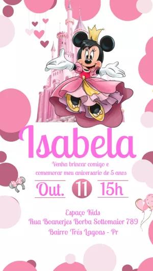 Convite Aniversário Minnie Princesa Rosa para Editar