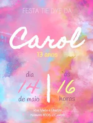 Convite de Aniversário Tie Dye para Editar Online