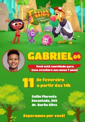 Convite de Aniversário Tainá e os Guardiões com Foto para Editar