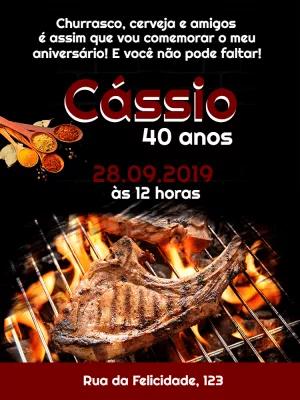Convite de Aniversário Churrasco Rústico para Editar Online