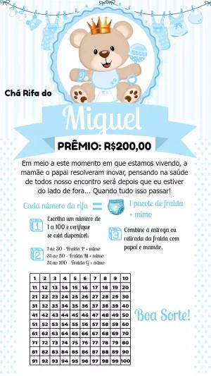 Convite Chá Rifa Ursinho Príncipe Editável Online