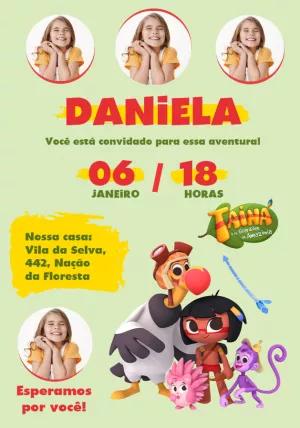 Convite Aniversário Tainá e os Guardiões com Foto para Editar