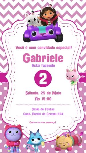 Convite Aniversário A Casa Mágica da Gabby para Editar Online