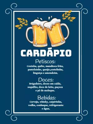Cardápio de Aniversário Tema Boteco para Editar Online