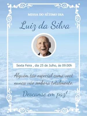 Convite Missa de Sétimo Dia com Foto Céu para Editar Online