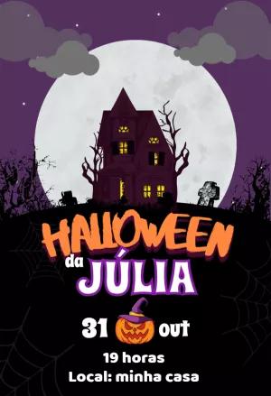 Convite de Aniversário Halloween Assustador para Editar Online