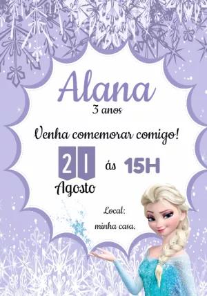 Convite de Aniversário Frozen com Elsa para Editar Online