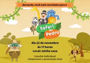 Convite de Aniversário Mundo Bita Safari Editável Online