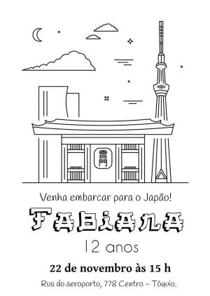 Convite de Aniversário Japão com Ilustração de Tóquio para Editar