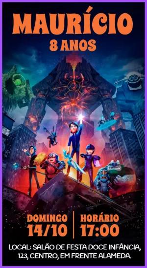 Convite Aniversário Caçadores de Trolls para Editar Online