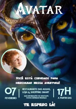 Convite de Aniversário Avatar com Foto para Editar Online