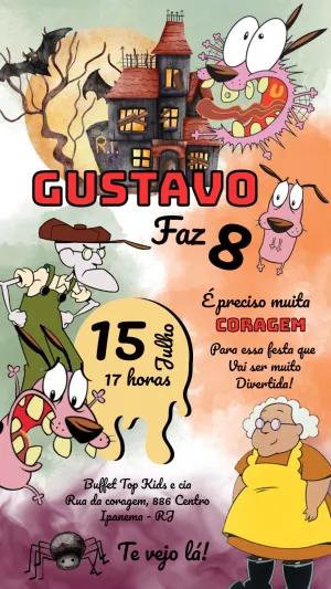 Convite Aniversário Coragem o Cão Covarde para Editar Online