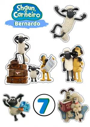 Topo de Bolo Shaun o Carneiro para Editar e Imprimir