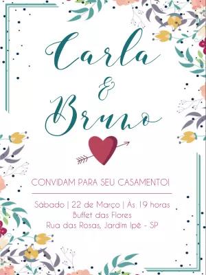 Convite de Casamento Floral Colorido para Editar Online