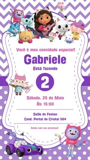 Convite Aniversário A Casa Mágica da Gabby para Editar Online