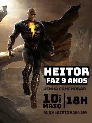 Convite de Aniversário Adão Negro para Editar Online