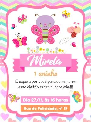 Convite Aniversário Jardim das Borboletas para Editar Online