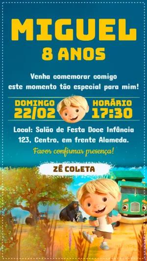Convite Aniversário Zé Coleta para Editar Online