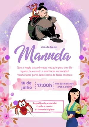 Convite Chá de Bebê Mulan para Editar Online e Imprimir