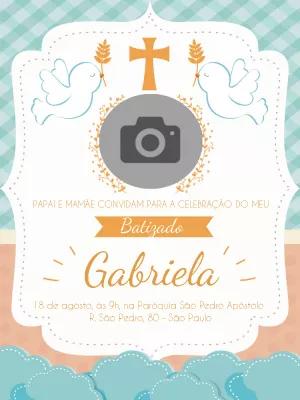 Convite de Batizado com Foto Delicado para Editar Online
