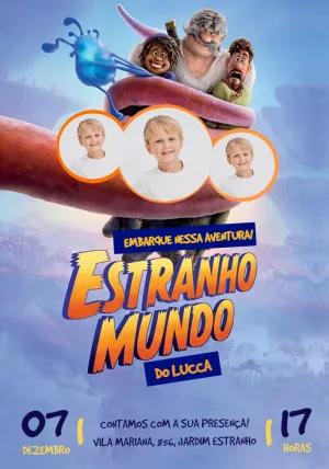 Convite de Aniversário Estranho Mundo com Foto para Editar