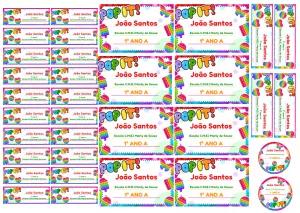 Etiqueta Escolar Pop It Colorida para Editar e Imprimir Online