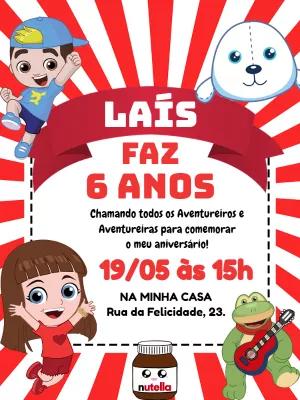 Convite Aniversário Aventureira Vermelha para Editar Online