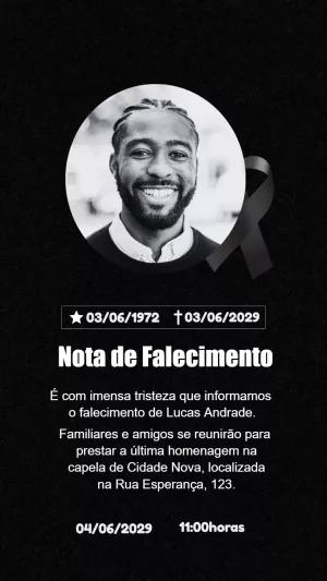 Nota de Falecimento com Foto para Editar e Compartilhar Online