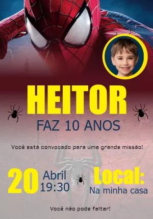 Convite Aniversário Homem Aranha com Foto para Editar Online