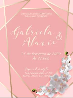 Convite de Casamento Floral Geométrico para Editar Online