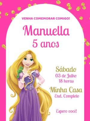Convite de Aniversário Rapunzel Enrolados para Editar Online