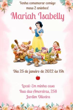Convite de Aniversário Branca de Neve para Editar Online