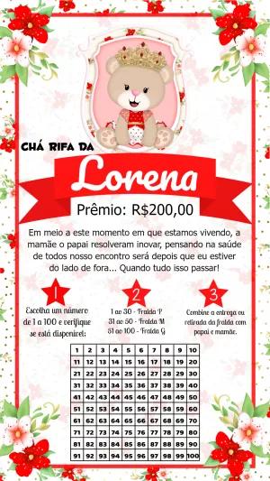 Convite Chá Rifa Ursinha Princesa Floral para Editar Online