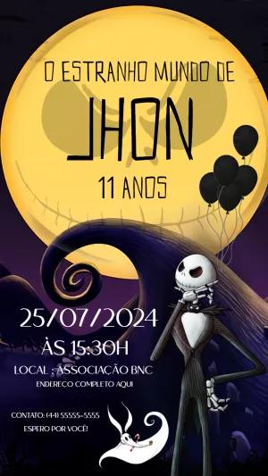 Convite de Aniversário O Estranho Mundo de Jack para Editar