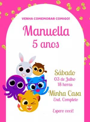 Convite de Aniversário Bolofofos com a Turma para Editar Online
