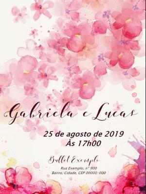 Convite de Casamento Floral Aquarela para Editar Online
