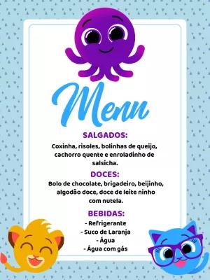 Menu de Aniversário Bolofofos para Editar Online
