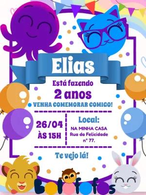 Convite de Aniversário Bolofofos para Editar Online