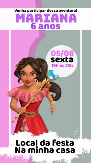 Convite Aniversário Princesa Elena de Avalor para Editar Online
