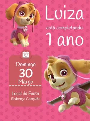 Convite de Aniversário Skye Patrulha Canina para Editar Online