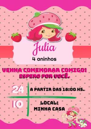 Convite Aniversário Moranguinho Clássica para Editar Online