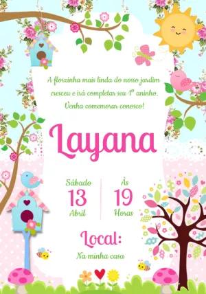 Convite Aniversário Jardim Encantado Rosa para Editar Online