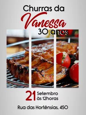 Convite de Aniversário Churrasco com Foto para Editar Online