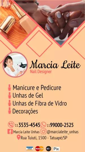 Cartão de Visita Manicure e Nail Designer para Editar