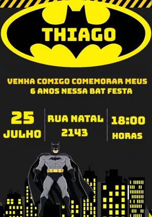 Convite de Aniversário Batman para Editar Online